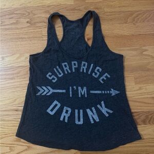 Women's Dark Grey Graphic Tank Top